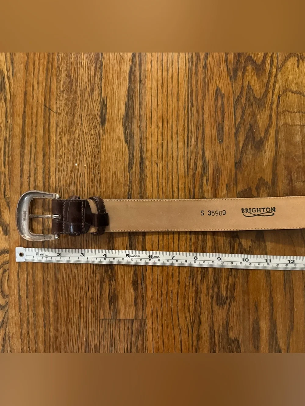 Vintage Brown Croc and Silver Wide Buckle Embossed Leather Belt